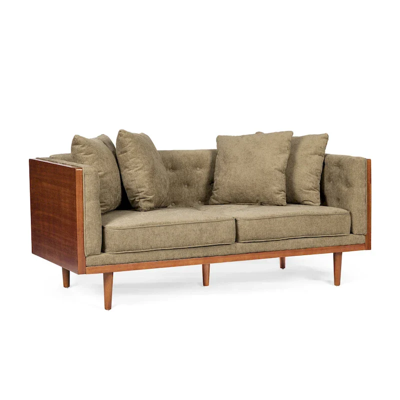Tufted Loveseat with Accent Pillows