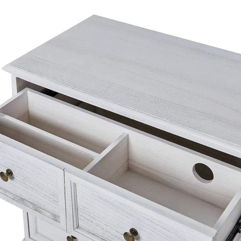 Farmhouse 30Tall Distressed 3-Drawer Nightstand With Solid Wood Legs and Adjustable Feet