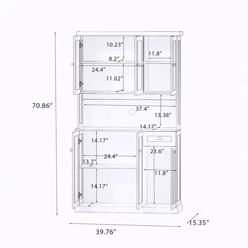 AndMakers Wood 39.76 in. Pantry Cabinet with Adjustable Shelves