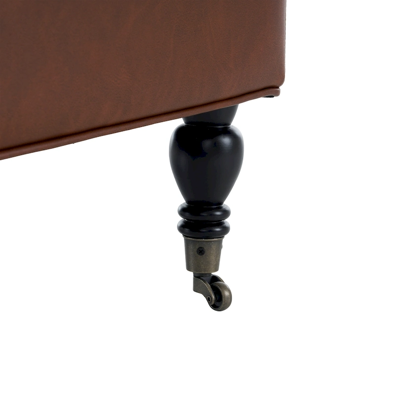 Christopher Knight Home - Edward Classic Square PU Leather Ottoman with Solid Wood Legs and Casters