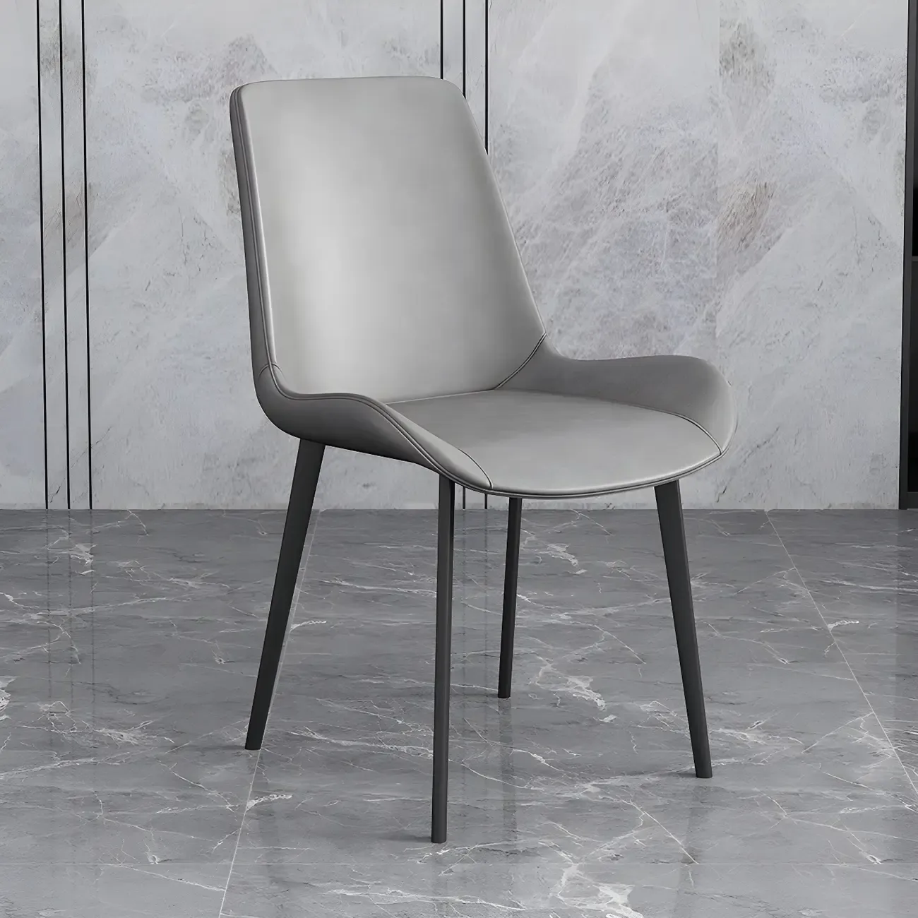 Sloped Armless Leather Upholstered Parsons Dining Chair