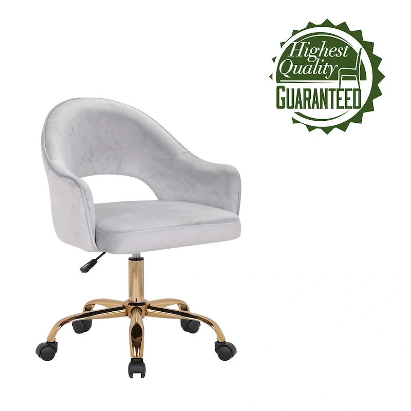 Velvet Swivel Office Chair, Golden Chrome Legs