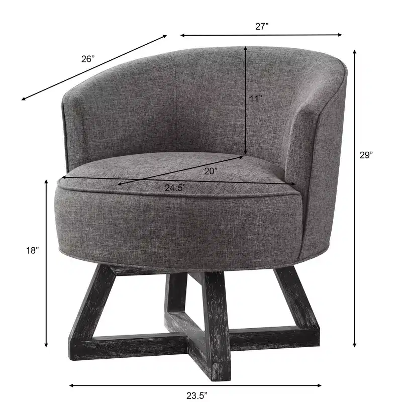 GDFStudio Glenn 360 Swivel Linen Upholstery Rubberwood Cross Base Chair