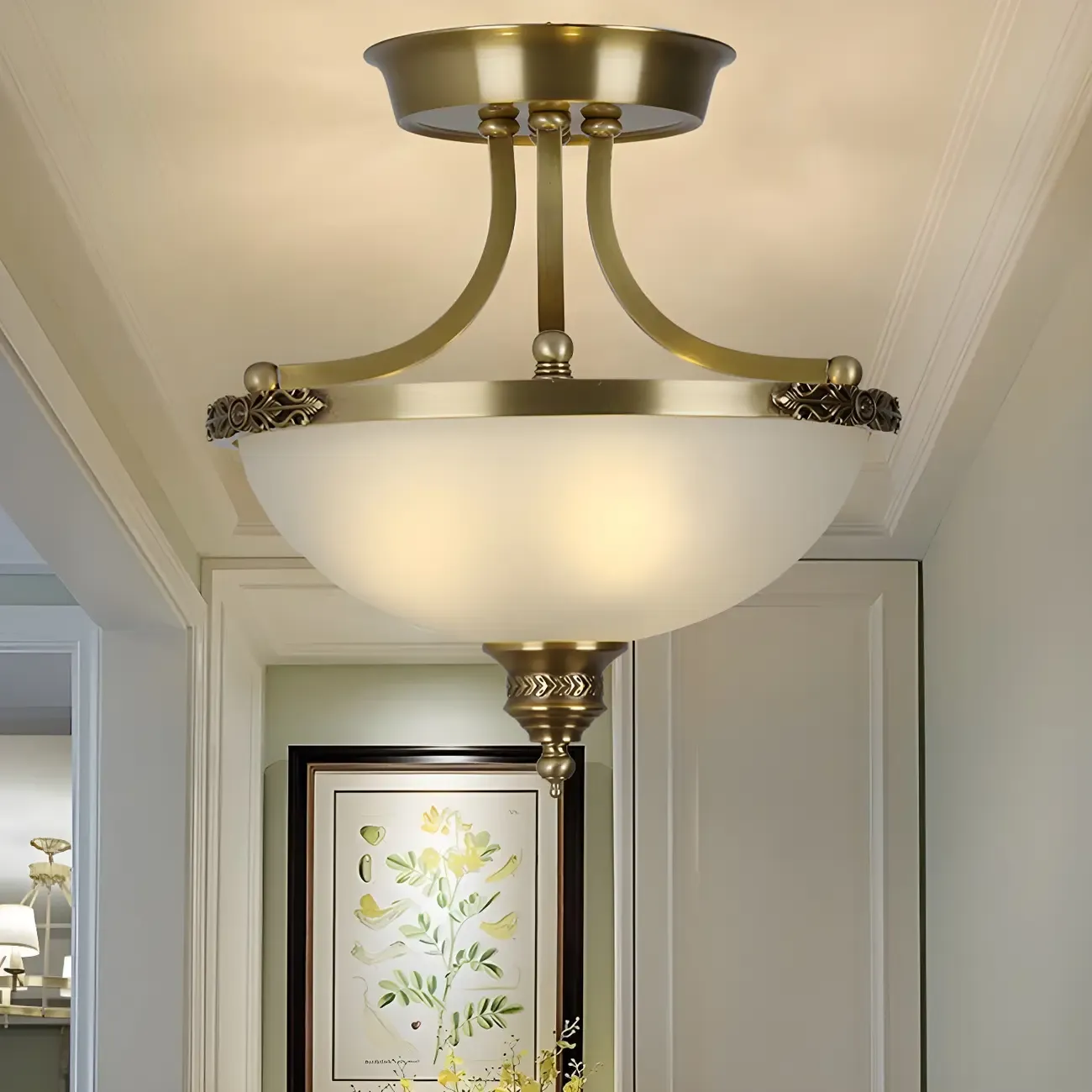 Gold Glass Bowl Shaped Modern Ceiling Chandelier
