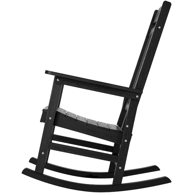 Porch Rocker, HIPS Outdoor Rocking Chair, High Back Patio Rocking Chair with Smooth Armrests - 50 cm