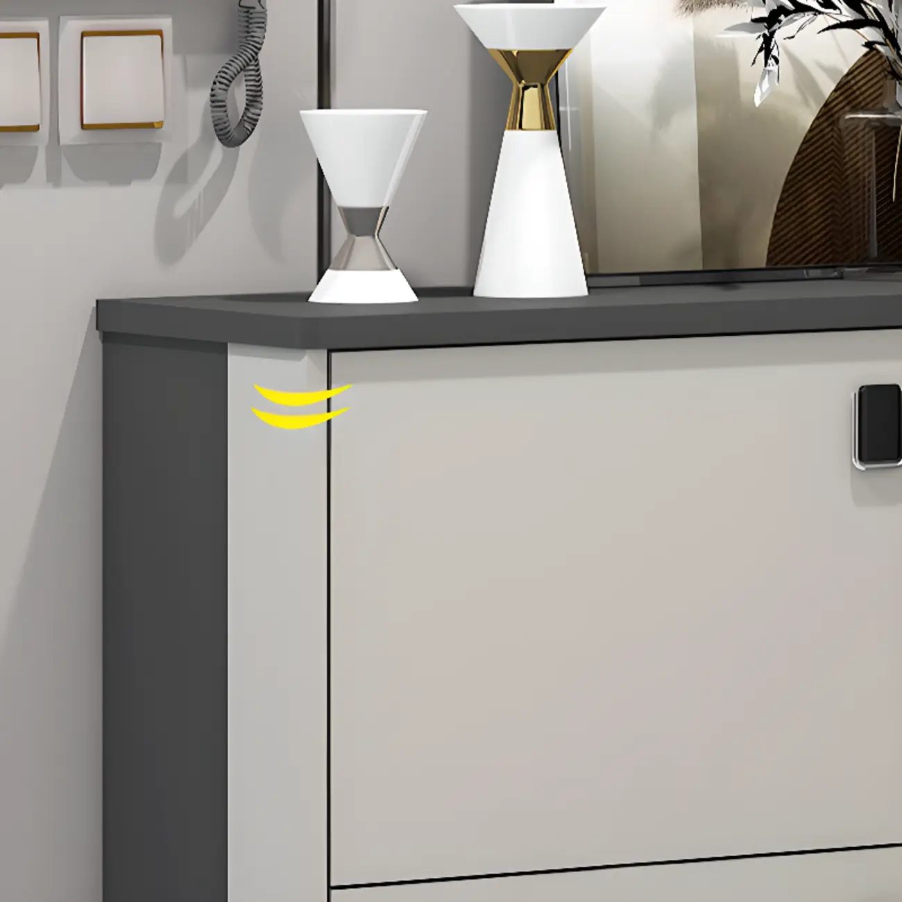 Modern Wood Shoe Cabinet with Adjustable Shelves