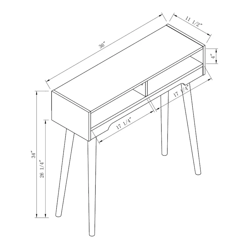Sury Mid-Century Modern 36-inch 2-Shelf Console Table