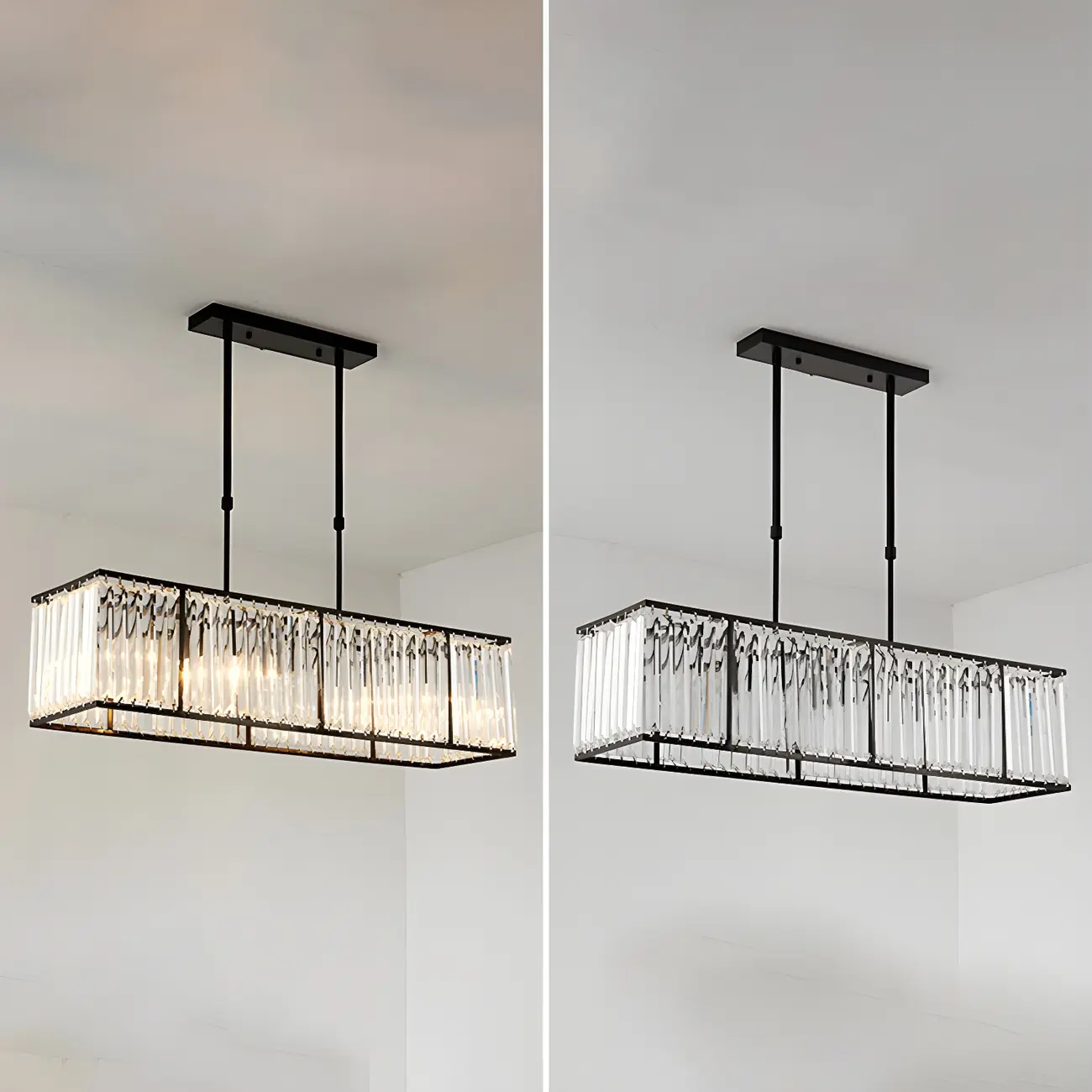 Luxury Crystal Gold Rectangle Island Pendant Light