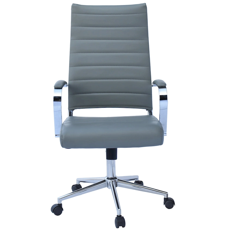 Modern High Back Office Chair Ribbed PU Leather Manager Tilt Conference Room Computer Desk Boss Task Executive Boss
