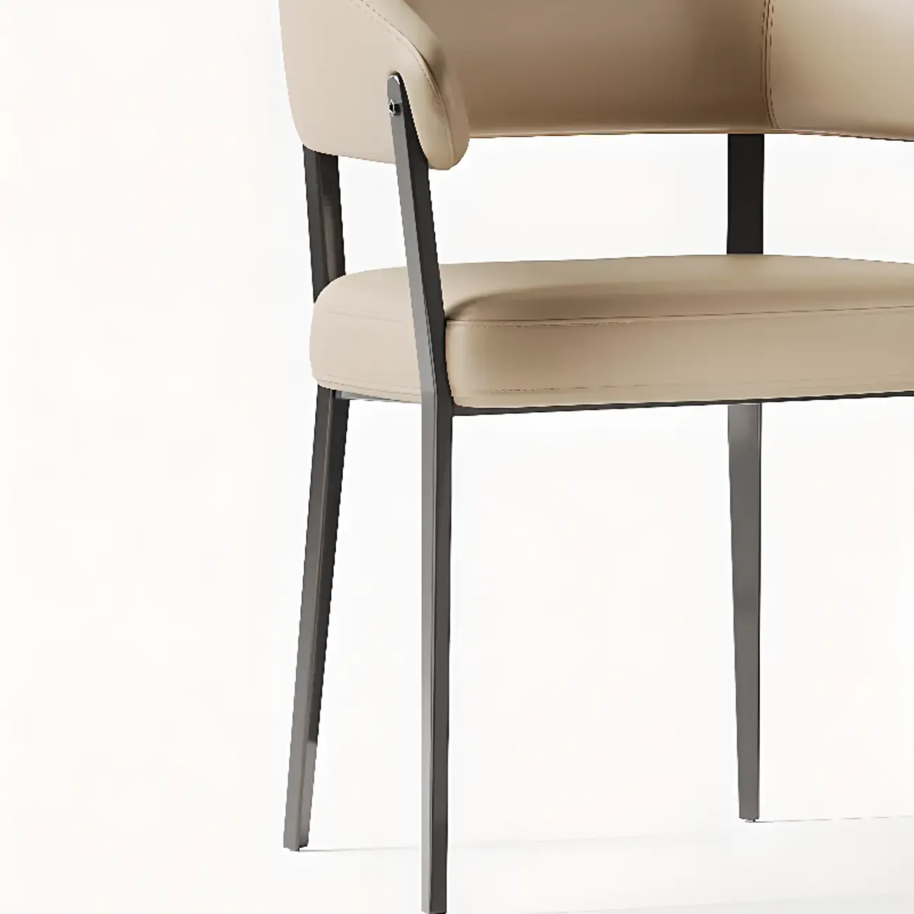 Modern Faux Leather Arm Dining Chair Open Back Alloy Legs