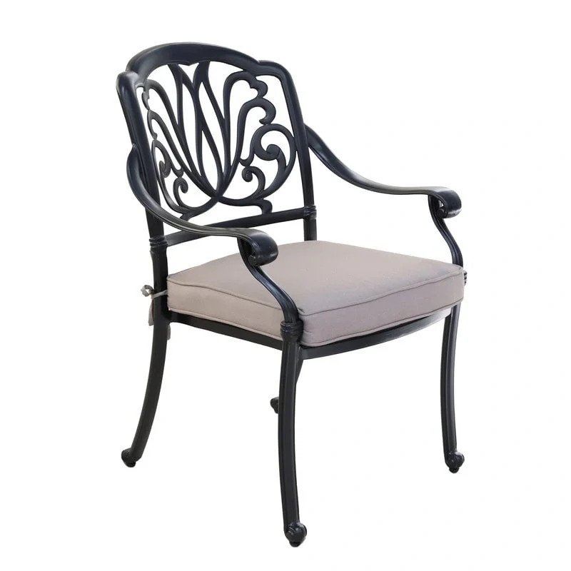 Saratoga 9-piece Gun Metal Aluminum Square Dining Set with 8 Cushioned Arm Dining Chairs