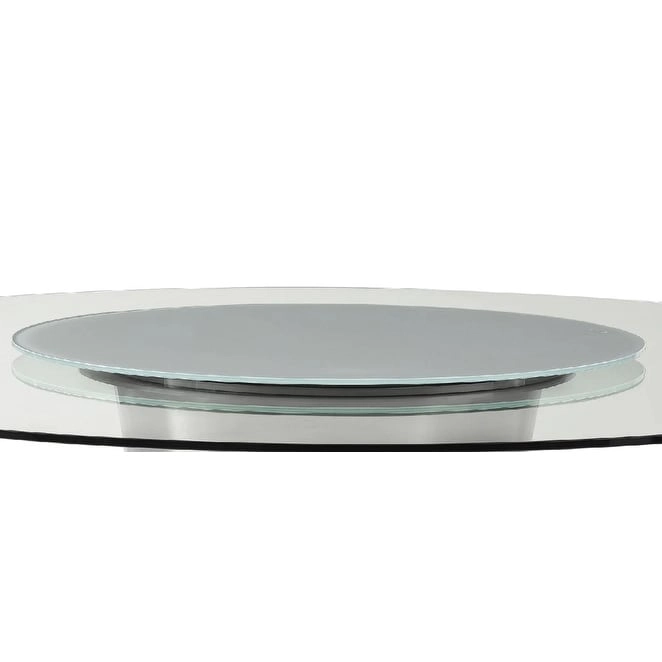 Clear Glass Round Table with Stainless Steel Base Or Lazy Susan