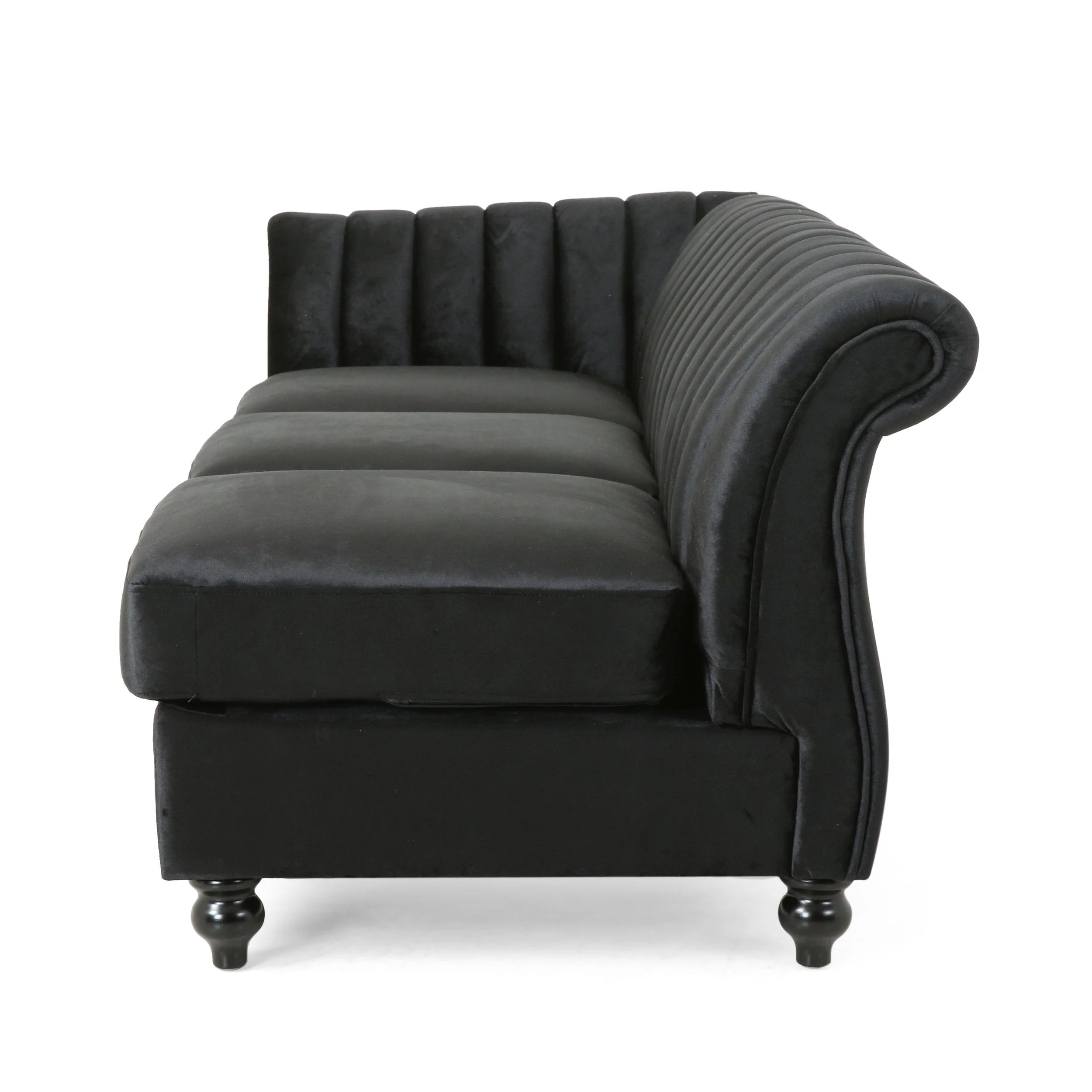 Modern Glam Velvet Channel Stitch Sectional Sofa Set - NH834413