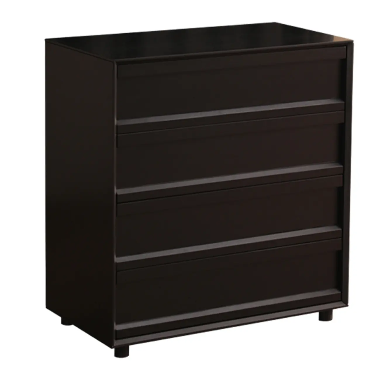 Industrial Wood Dresser with Drawers and Smooth Metal Rail