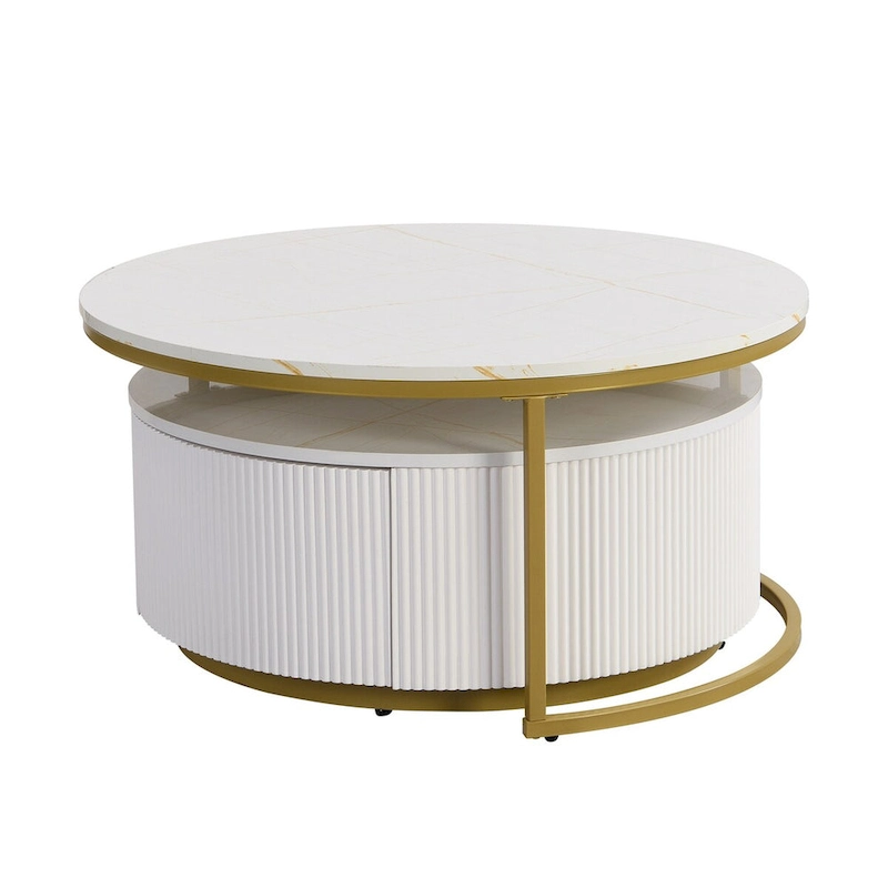 Modern Round Nesting Coffee Table with Drawer (Set of 2) by Harper&Bright Designs