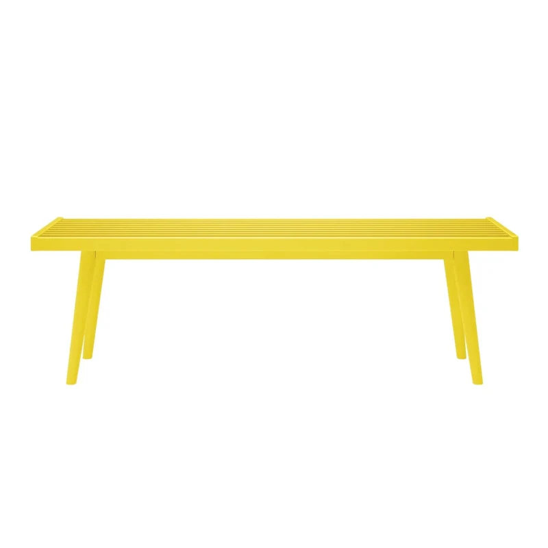 Plank and Beam Mid Century Double Wood Entryway Bench - 56.3 L x 16.5 W x 17.5 H