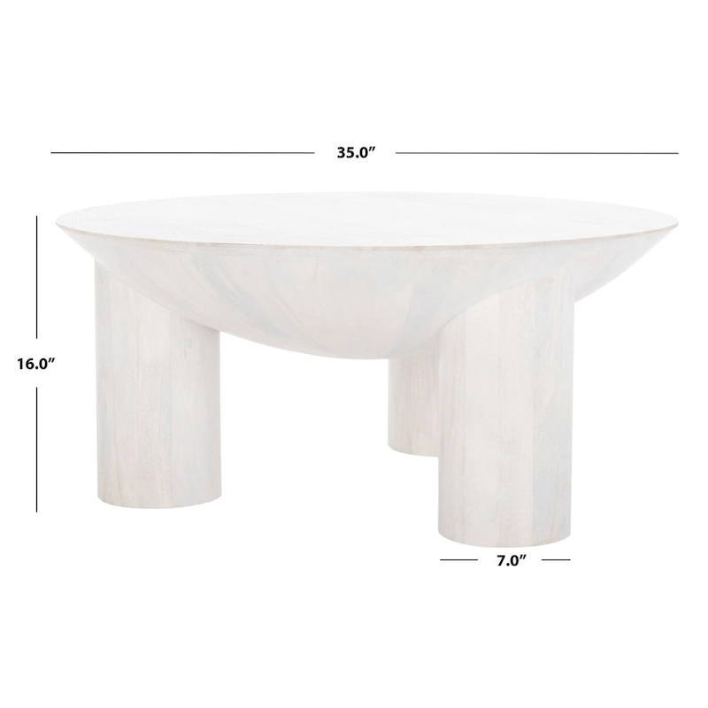 SAFAVIEH Couture Isavella Rd Wood Coffee Table - 35 In W x 35 In D x 16 In H - 35Wx35Dx16H