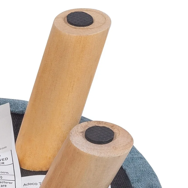 Adeco Modern Round Ottoman Home Footrest Stool/ Linen Fabric Seat Pouf