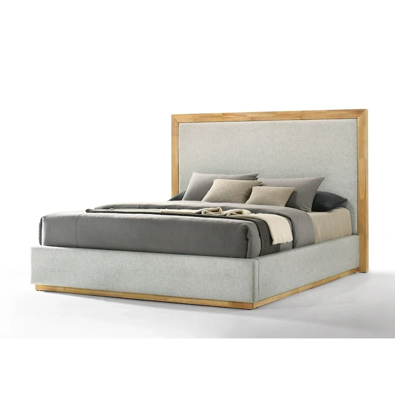 Nova Domus Santa Barbara Modern Grey Fabric & Natural Bed
