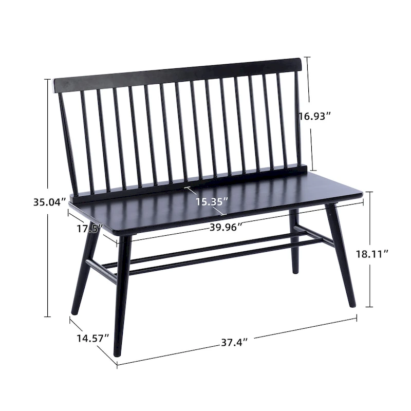 Entryway 40L Solid Wood Dining Bench with Spindle Back