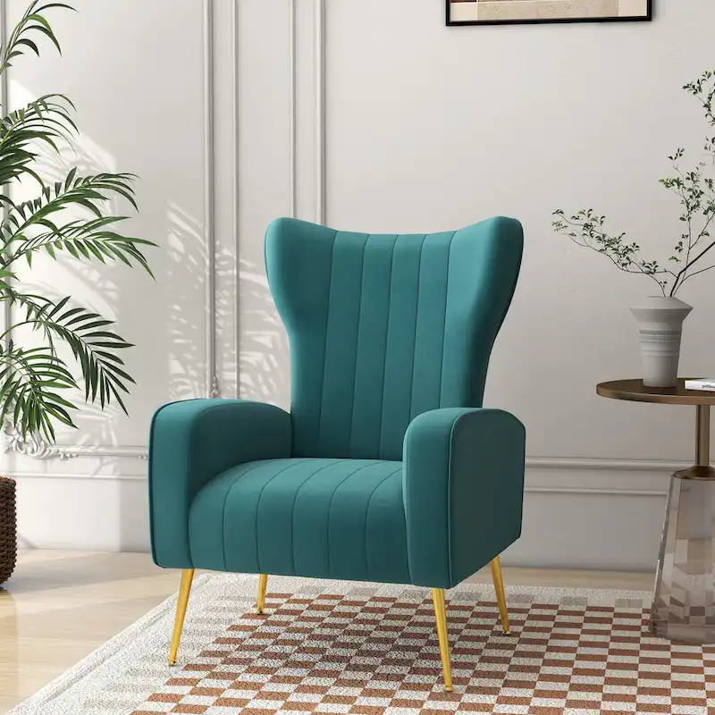 Upholstered Wingback Accent Chair - 26.4 W x 37.8 H x 32.6 D