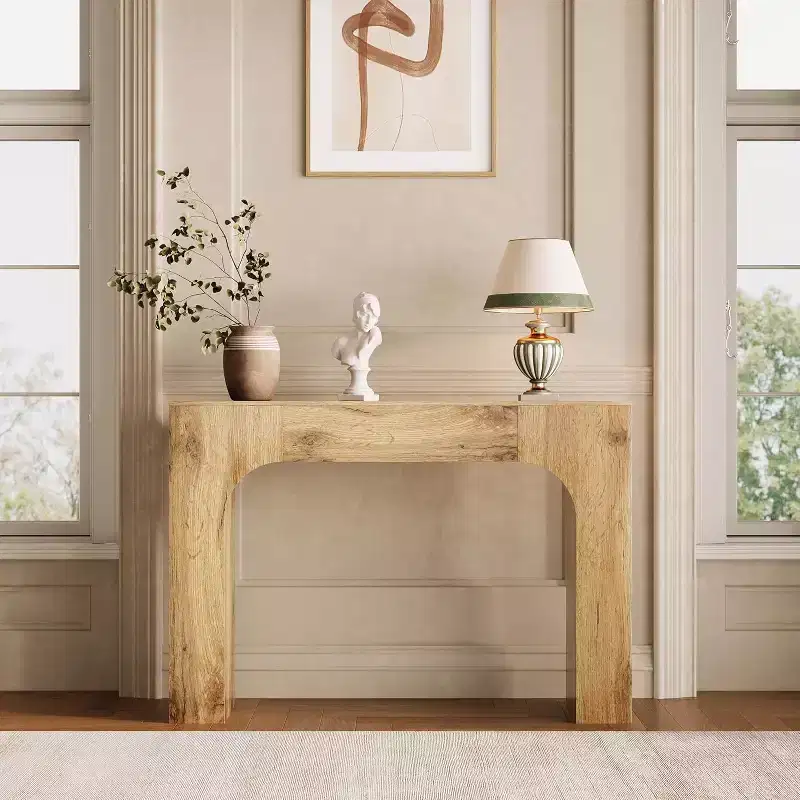 Brown Farmhouse Console Table, Rectangular, Single