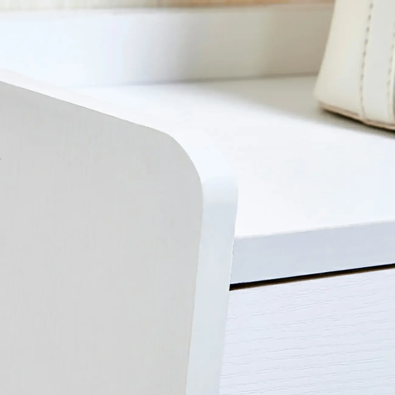 Narrow Wall-Mounted White Shoe Cabinet with Drawers