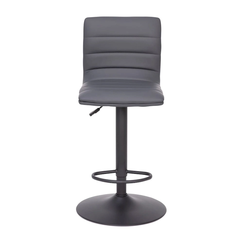 Modern Channel Stitched Adjustable Height Swivel Barstool with Footrest