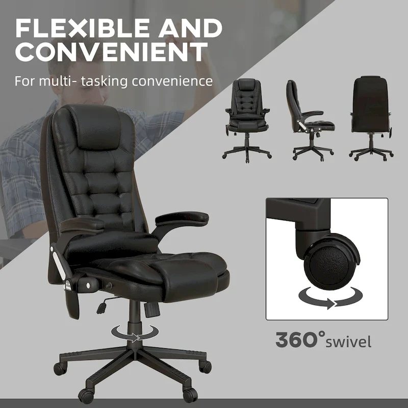 HOMCOM High Back Vibration Massage Office Chair with 6 Vibration Points, Beige