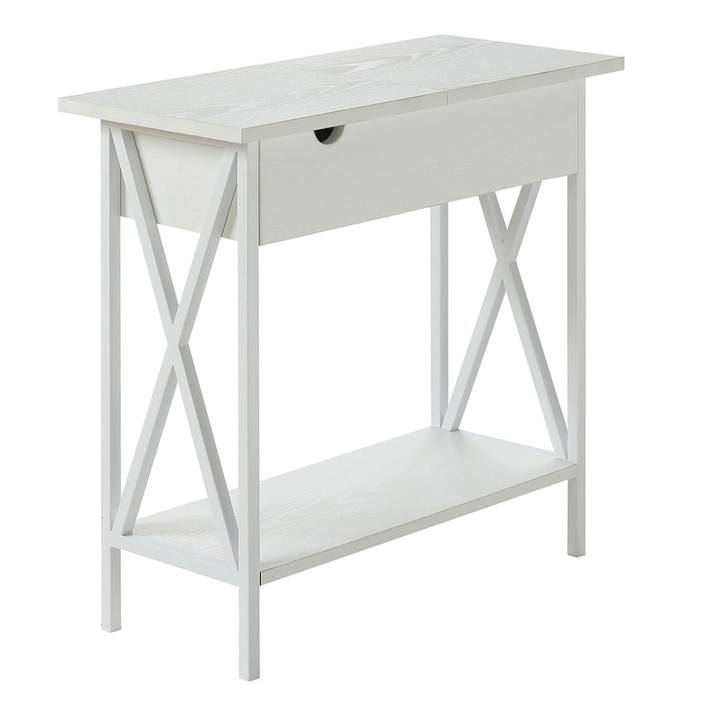 Convenience Concepts Tucson Flip Top End Table with Charging Station and Shelf