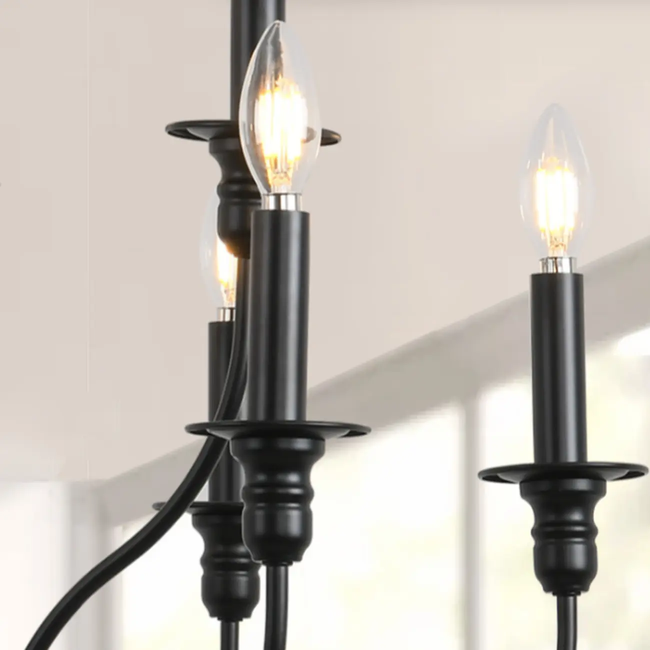 Industrial Black Chandeliers at Home with Adaptable Height