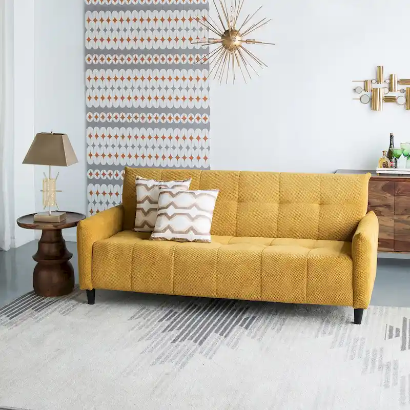 79-inch Mustard Large Biscuit Tufted Sofa Bed