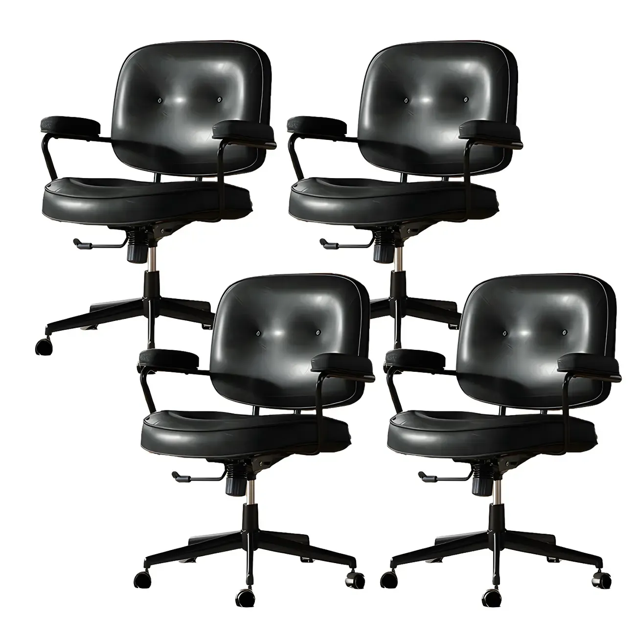 Industrial Leather Upholstered Height Adjustable Swivel Office Chair