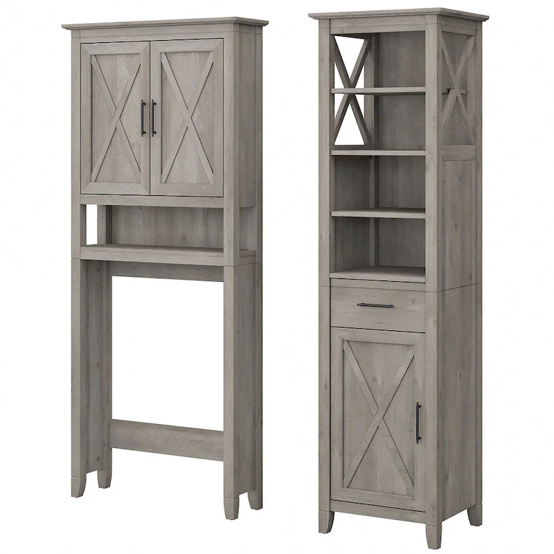 Key West Tall Linen Cabinet and Space Saver by Bush Furniture