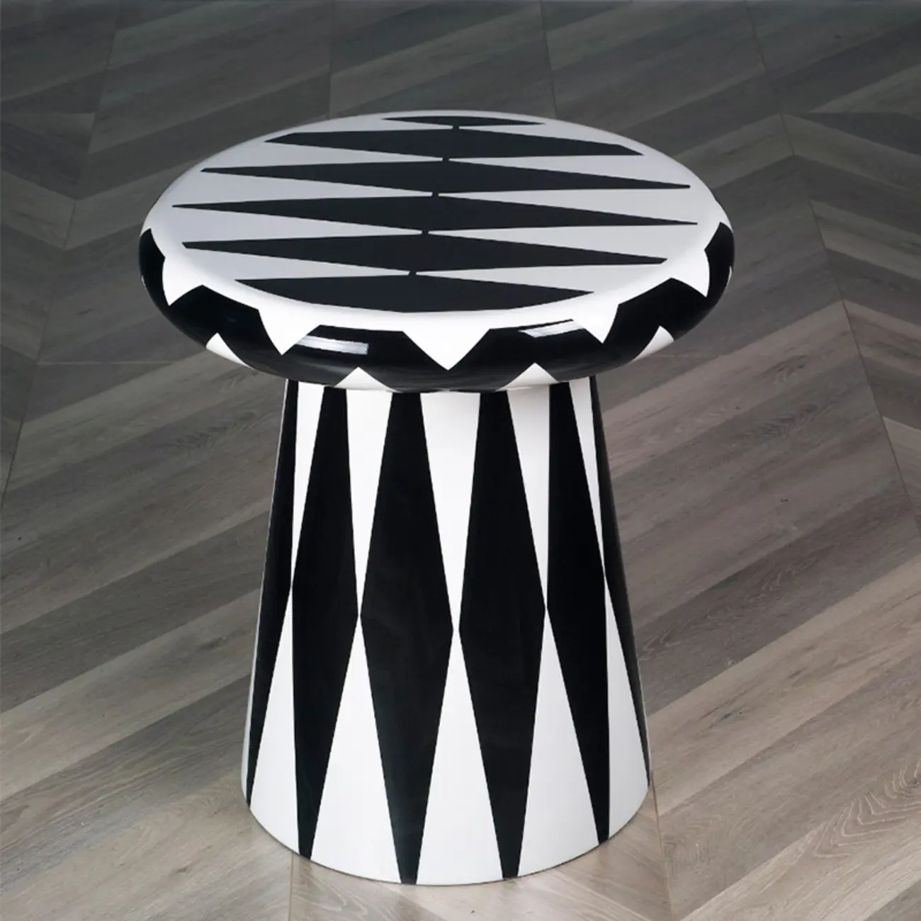 Glam Ceramic Rose Gold Round Side Table with Storage