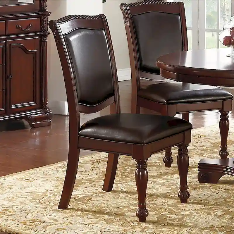 PU Upholstered Dining Chair, Dark Brown(Set of 2)