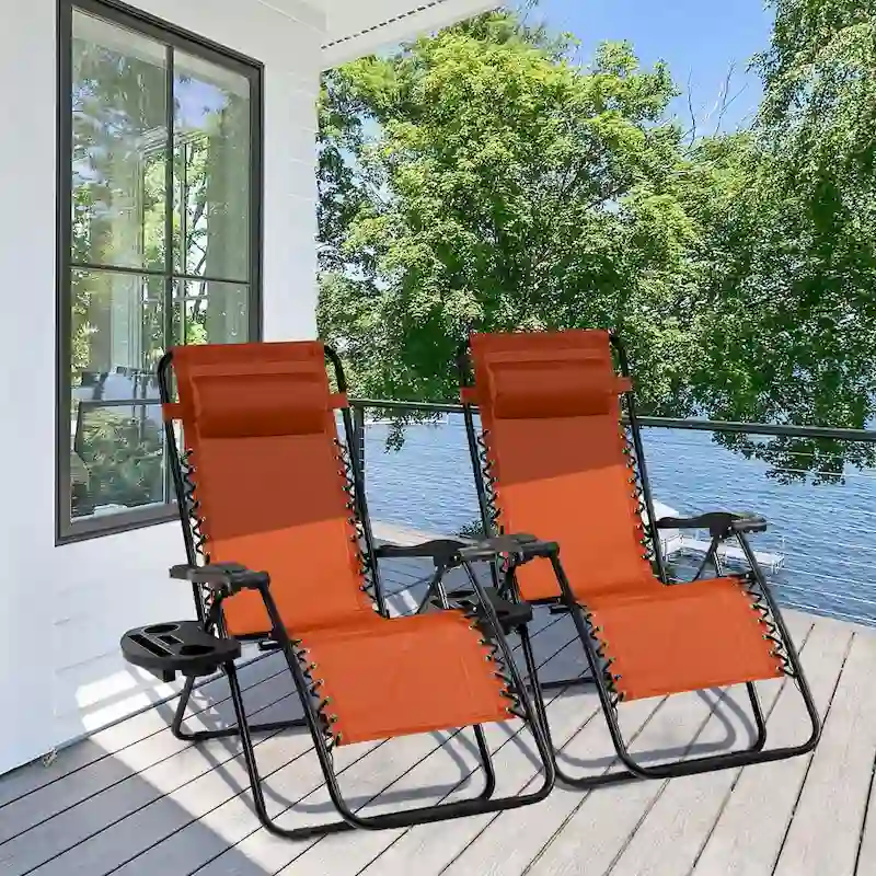 Costway Folding Zero Gravity Reclining Lounge Chairs Beach Patio with - 1 PCS