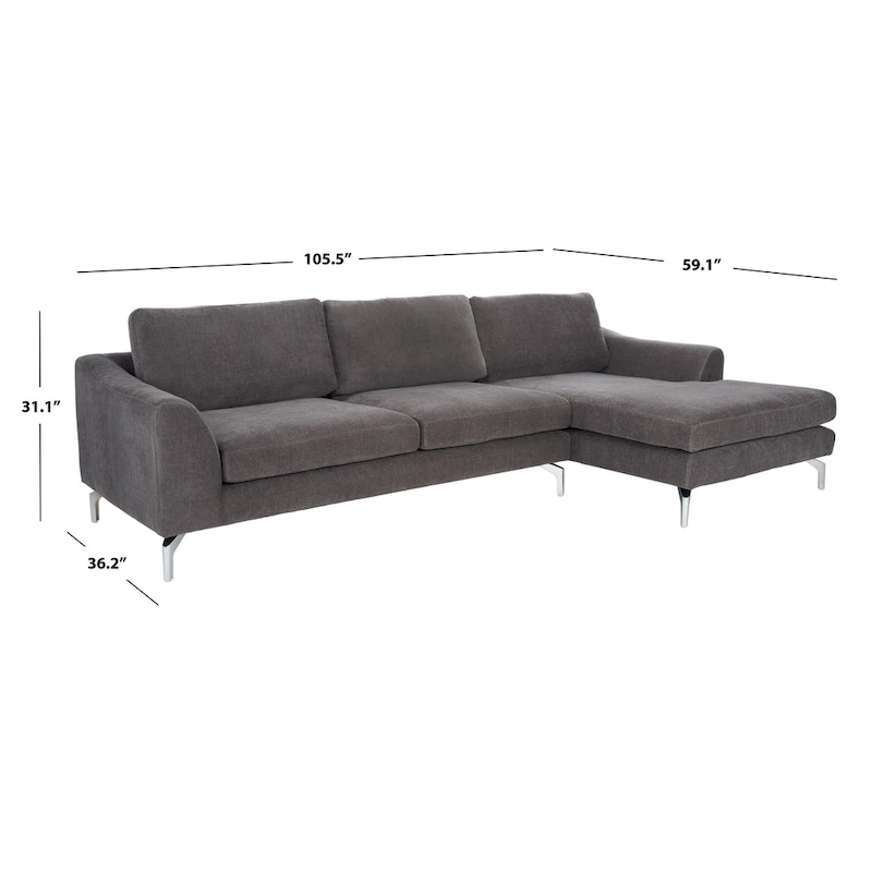 SAFAVIEH Couture Nicholsen Anthracite Grey Velvet Sofa