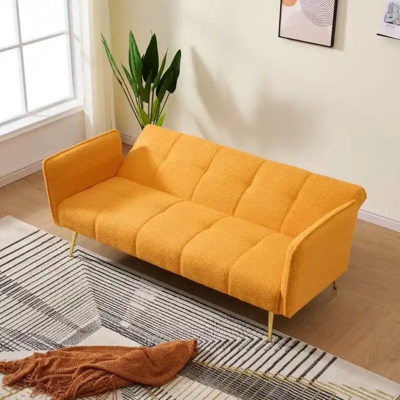 79.92 Teddy Velvet Upholstered Sofa Bed with Adjustable Back and Armrests