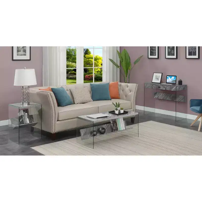 36 Breighton Home Uptown Glass Desk with Drawer