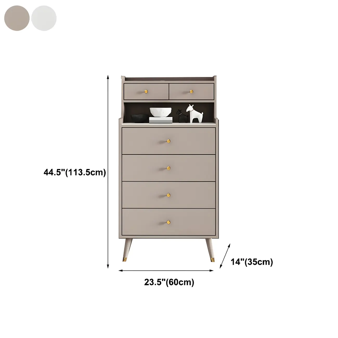 Modern Wooden Vertical Dresser with 6 Drawers
