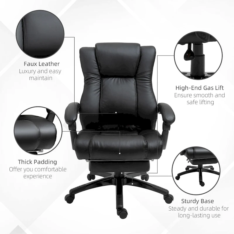 Executive High Back Office Chair Executive Computer Desk Chair with Adjustable Height and Retractable Footrest