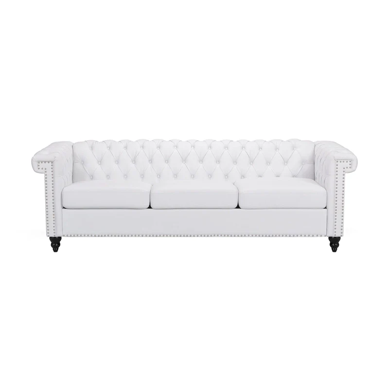 Chesterfield Button-Tufted 3-Seat Sofa, Multi-Color, Nailhead Trim, Seats 3