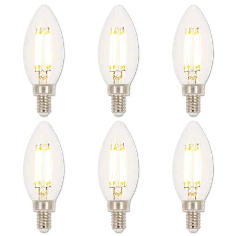 Westinghouse Lighting 4.5 Watt (60 Watt Equivalent) Clear B11 Dimmable Filament LED Light Bulb, Candelabra Base, 6 Pack - 6-Pack