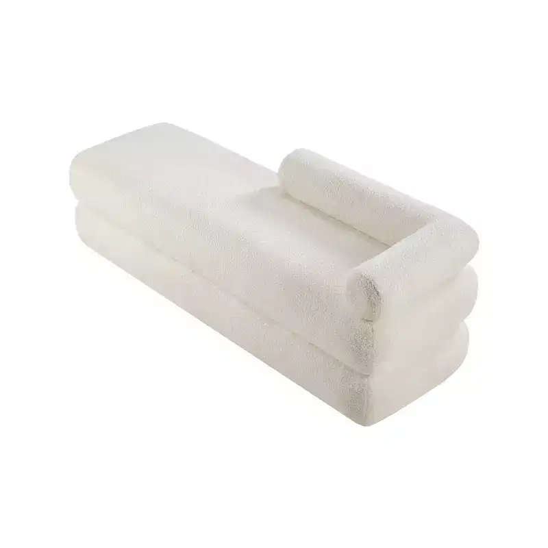 Meridian Furniture,Kennedy Faux Shearling Teddy Fabric Bench