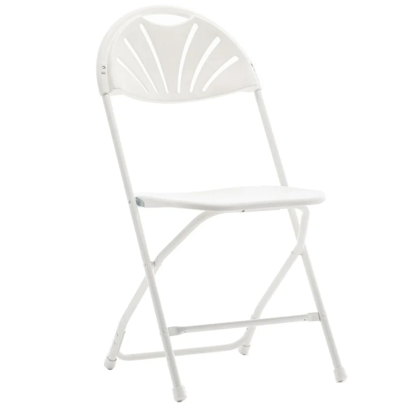 White Plastic Folding Chair Steel Frame Commercial High Capacity Event Chair Lightweight Wedding Party Set of 6