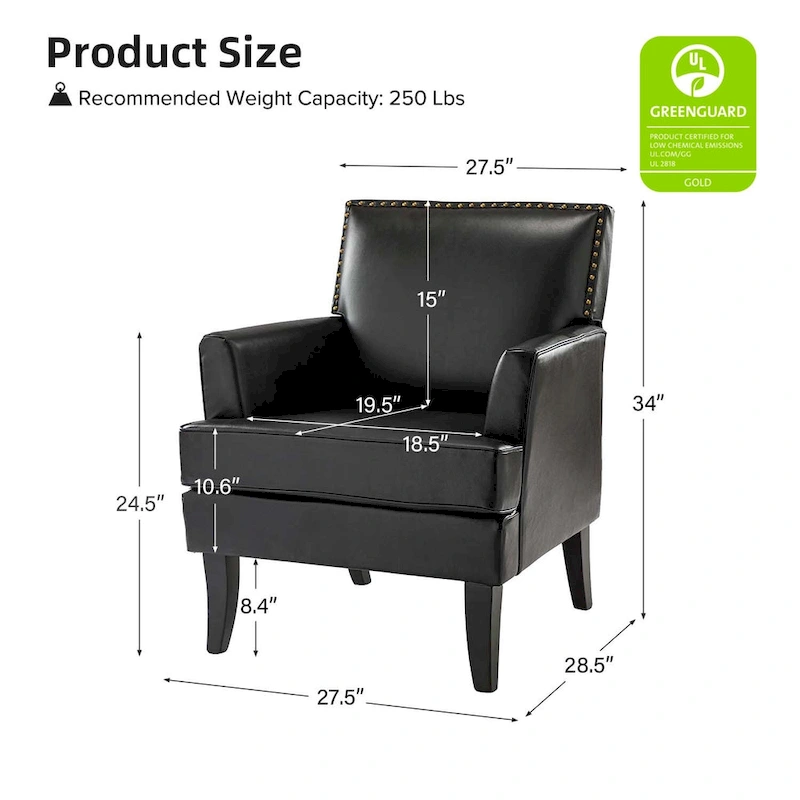 Nileus Modern Classic Polyester Accent Chair with Solid Wooden Legs Set of 2 by HULALA HOME