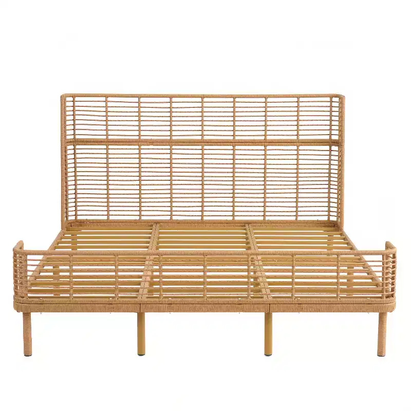 Christopher Knight Home Shadow Coastal Grid PE Wicker Bed with Wingback Headboard