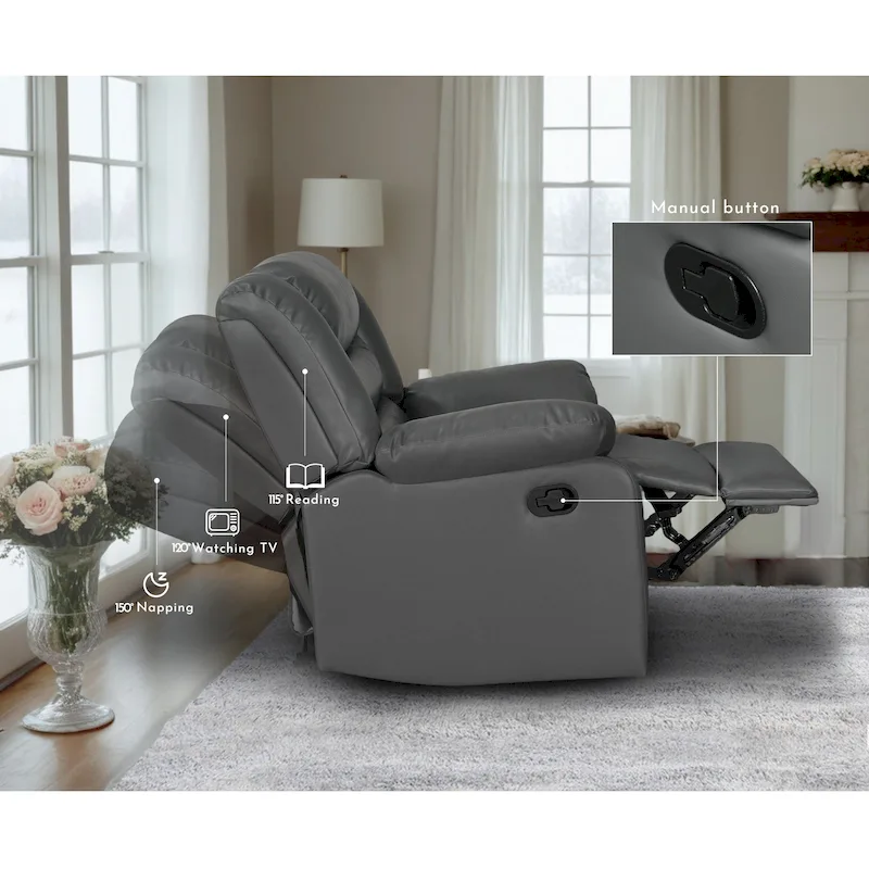 Manual Reclining 3-Piece Living Room Sofa Set - Sofa with Dropdown Table, Loveseat with Console, and Recliner