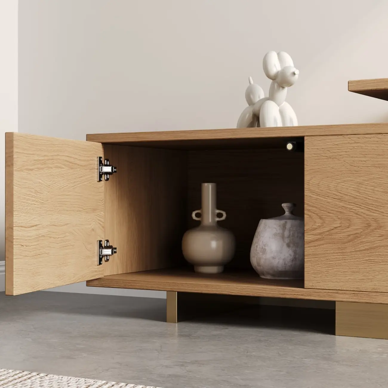 Modern Wood Extendable TV Stand Entertainment Center